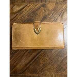Vtg Boulder Ridge Brown Leather Large Folding Wallet Business Card Check Book